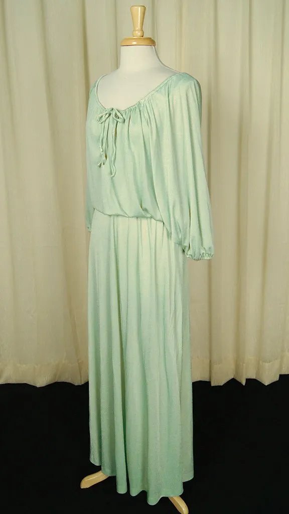 1970s Mint Maxi Gown Dress