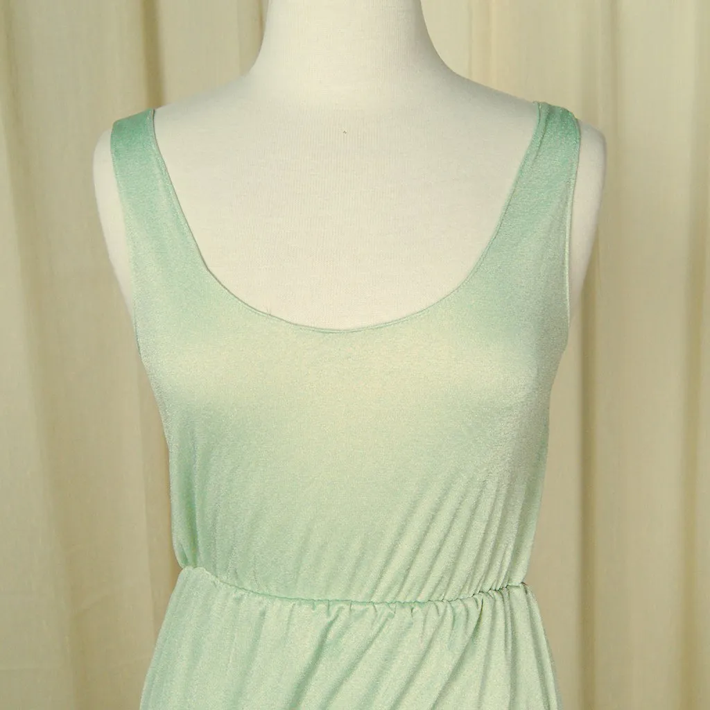 1970s Mint Maxi Gown Dress