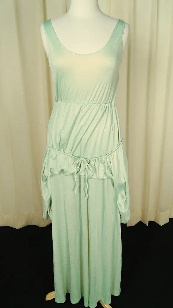 1970s Mint Maxi Gown Dress