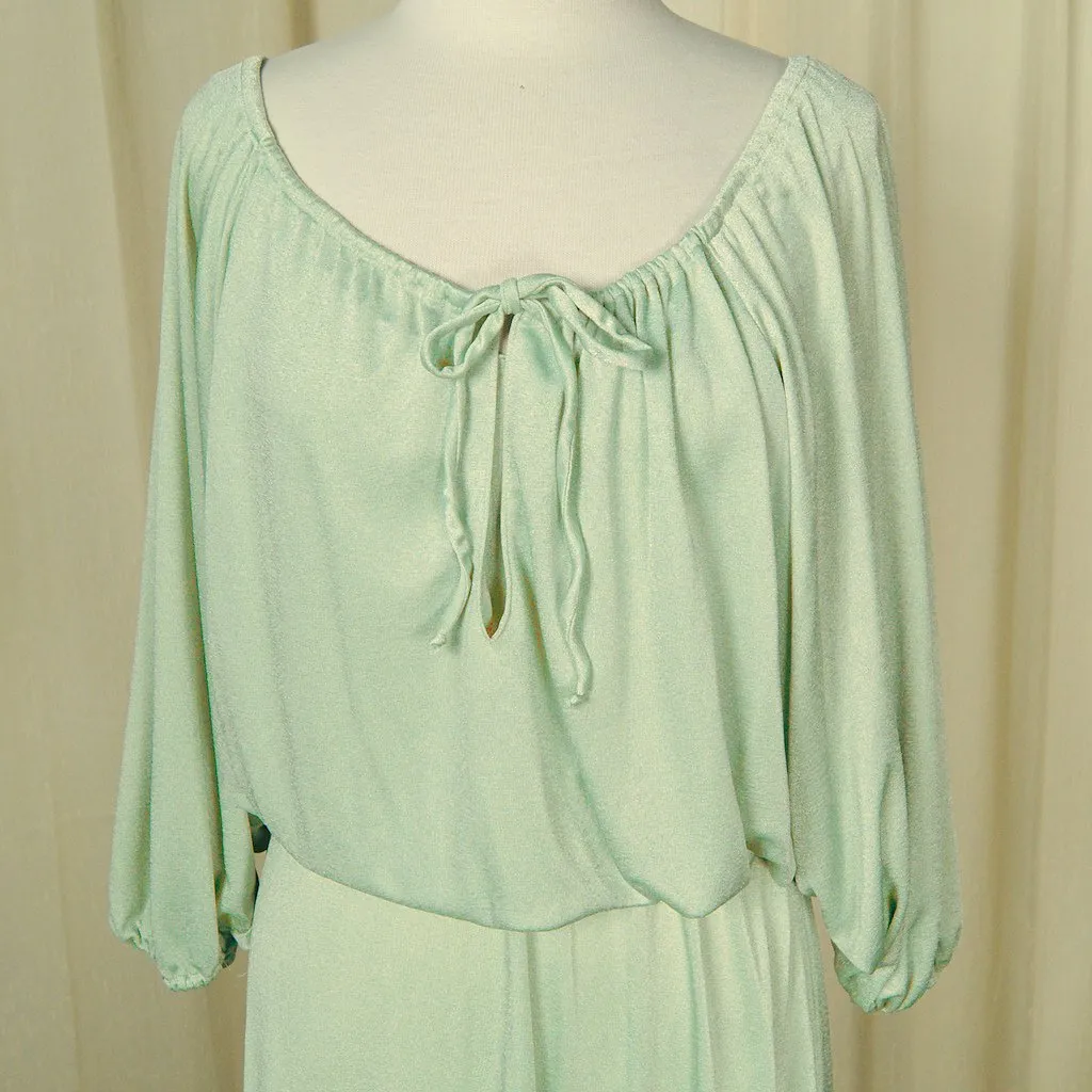 1970s Mint Maxi Gown Dress