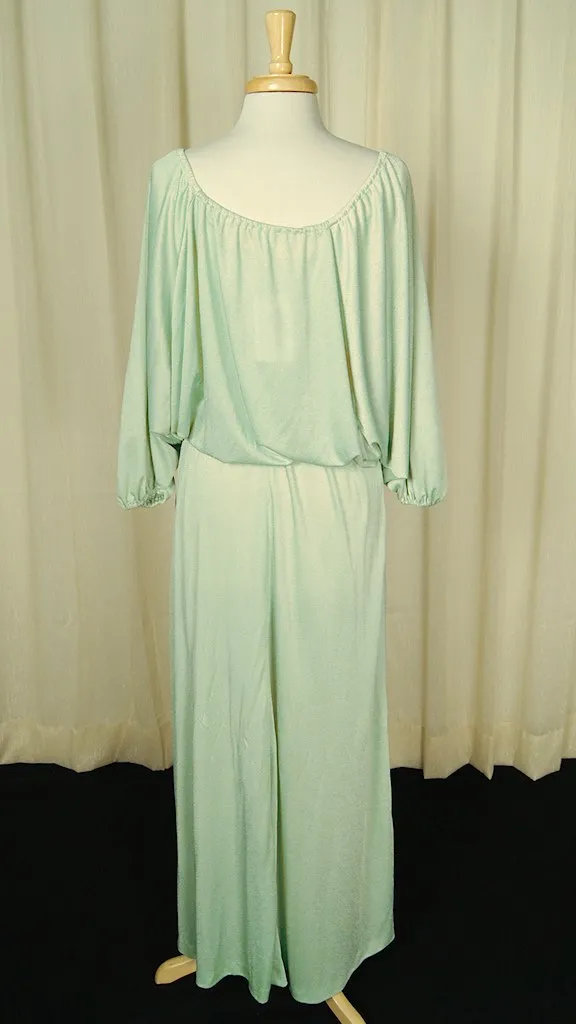 1970s Mint Maxi Gown Dress