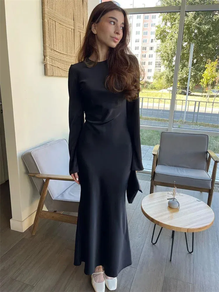 2024 Casual Luxury Ladies Autumn Long Sleeve Party Maxi Dress