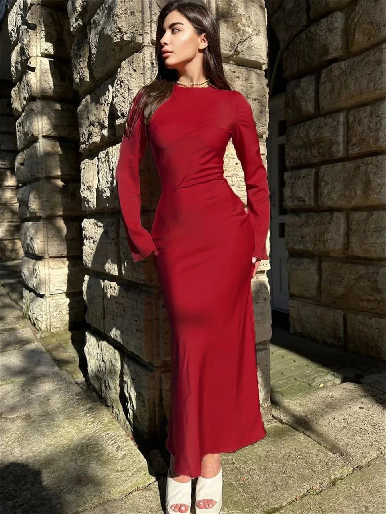 2024 Casual Luxury Ladies Autumn Long Sleeve Party Maxi Dress