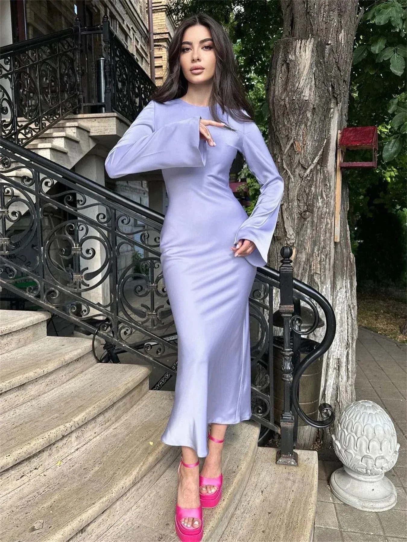 2024 Casual Luxury Ladies Autumn Long Sleeve Party Maxi Dress