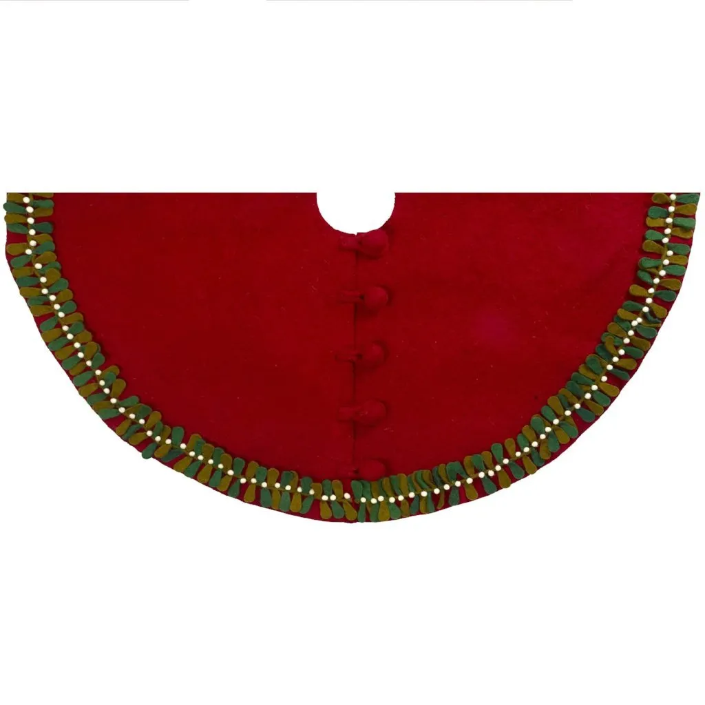 26"  - Mistletoe Border on Red Mini Tree Skirt"