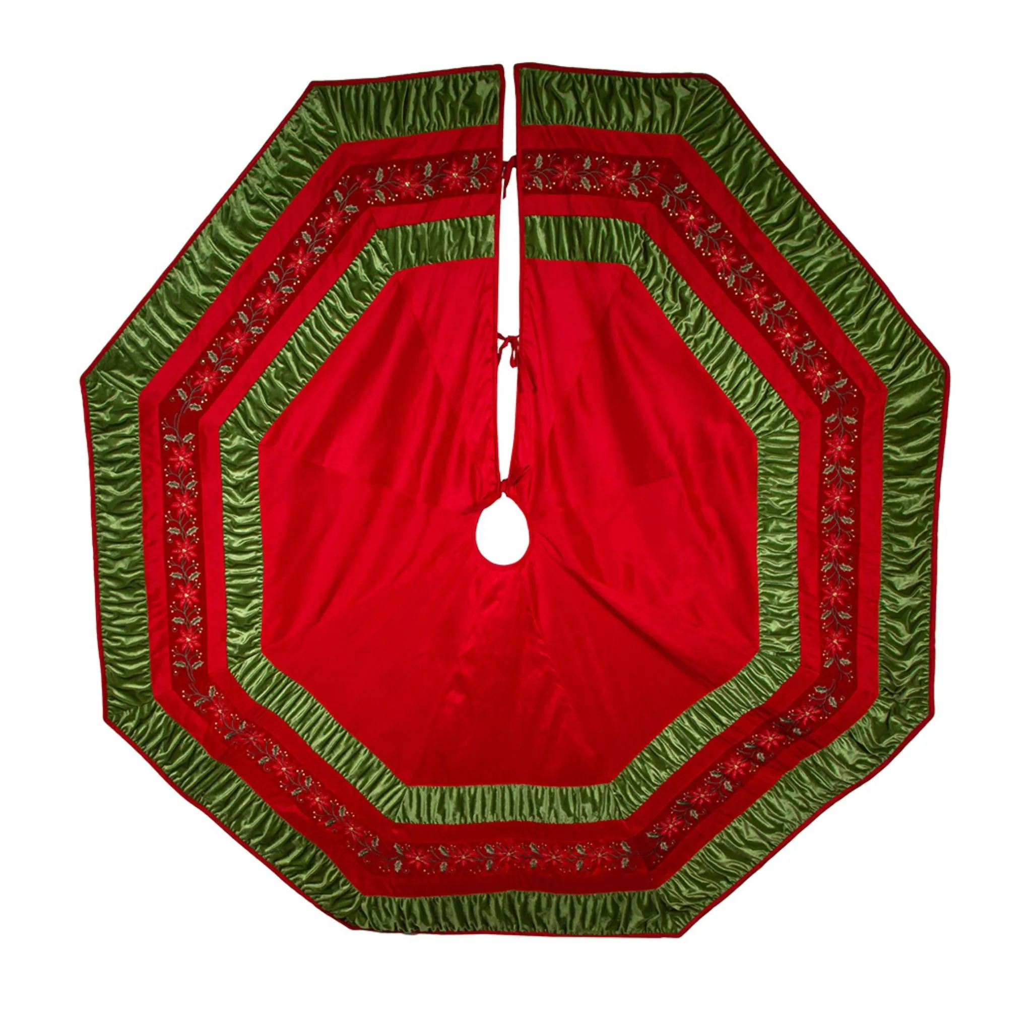 72" Red & Green Gathered Border Tree Skirt