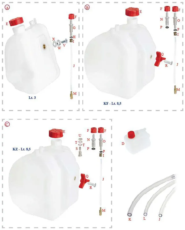 A. 0073.0B Tony Kart OTK Fuel Tank, 3 Liter Quick Release