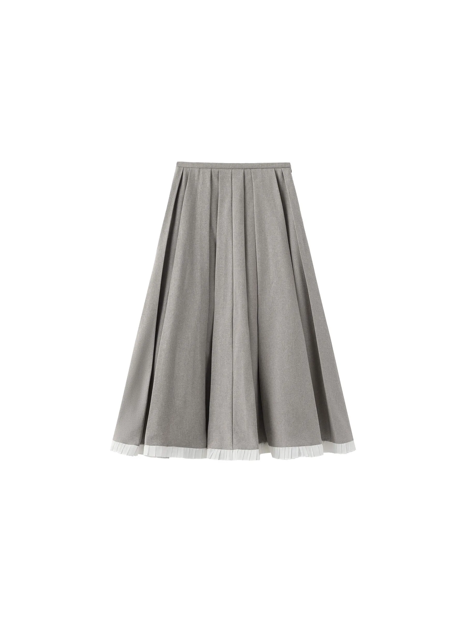 A-line Pleated Skirt with Ruffles Hem