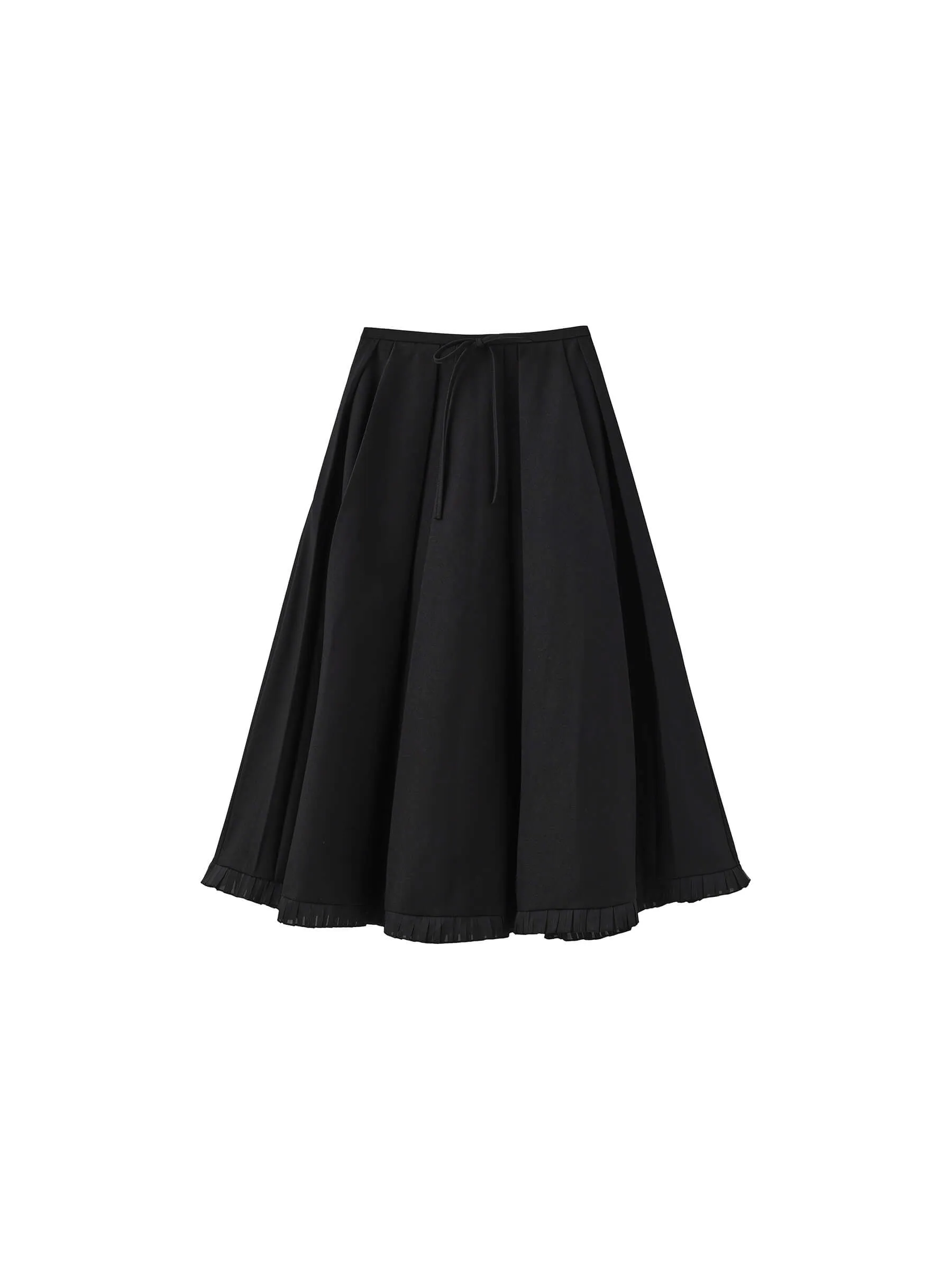 A-line Pleated Skirt with Ruffles Hem