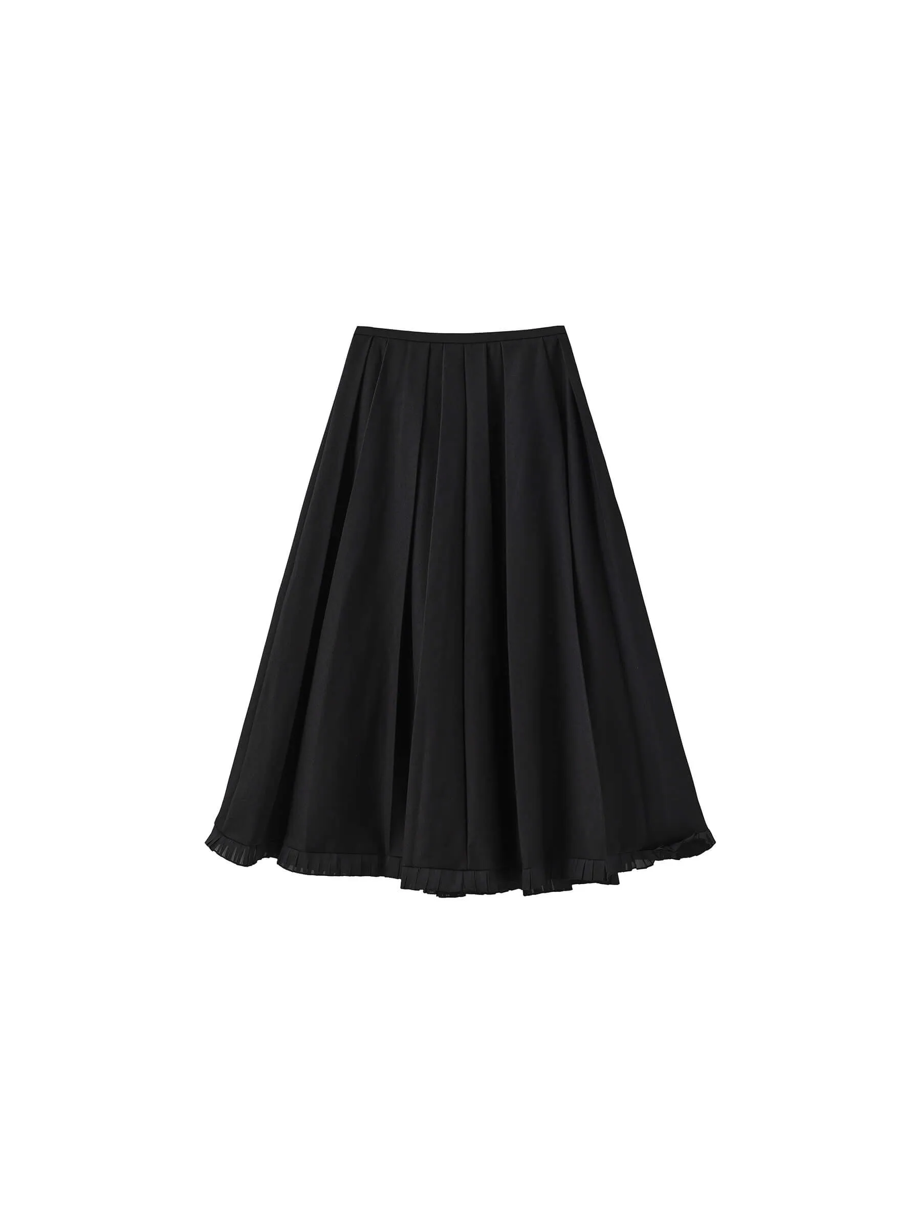 A-line Pleated Skirt with Ruffles Hem