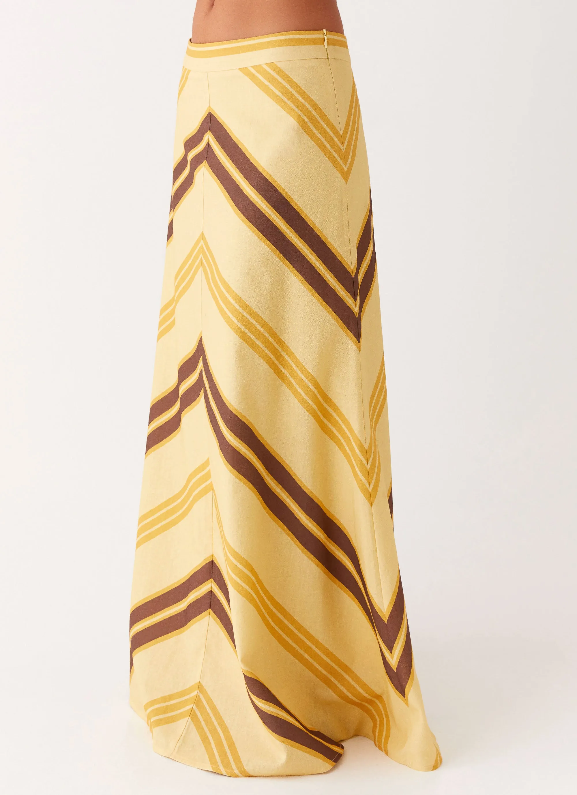 About Me Maxi Skirt - Yellow Brown Stripe