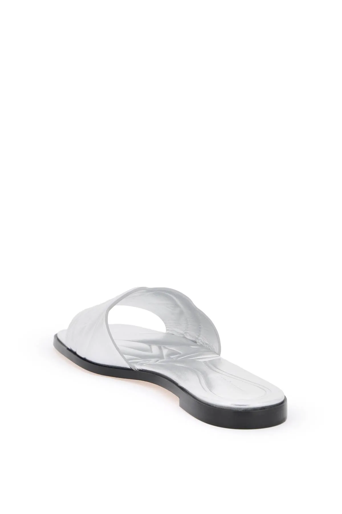 Alexander Mcqueen Laminated Leather Slides With Embossed Seal Logo (Size - 37)