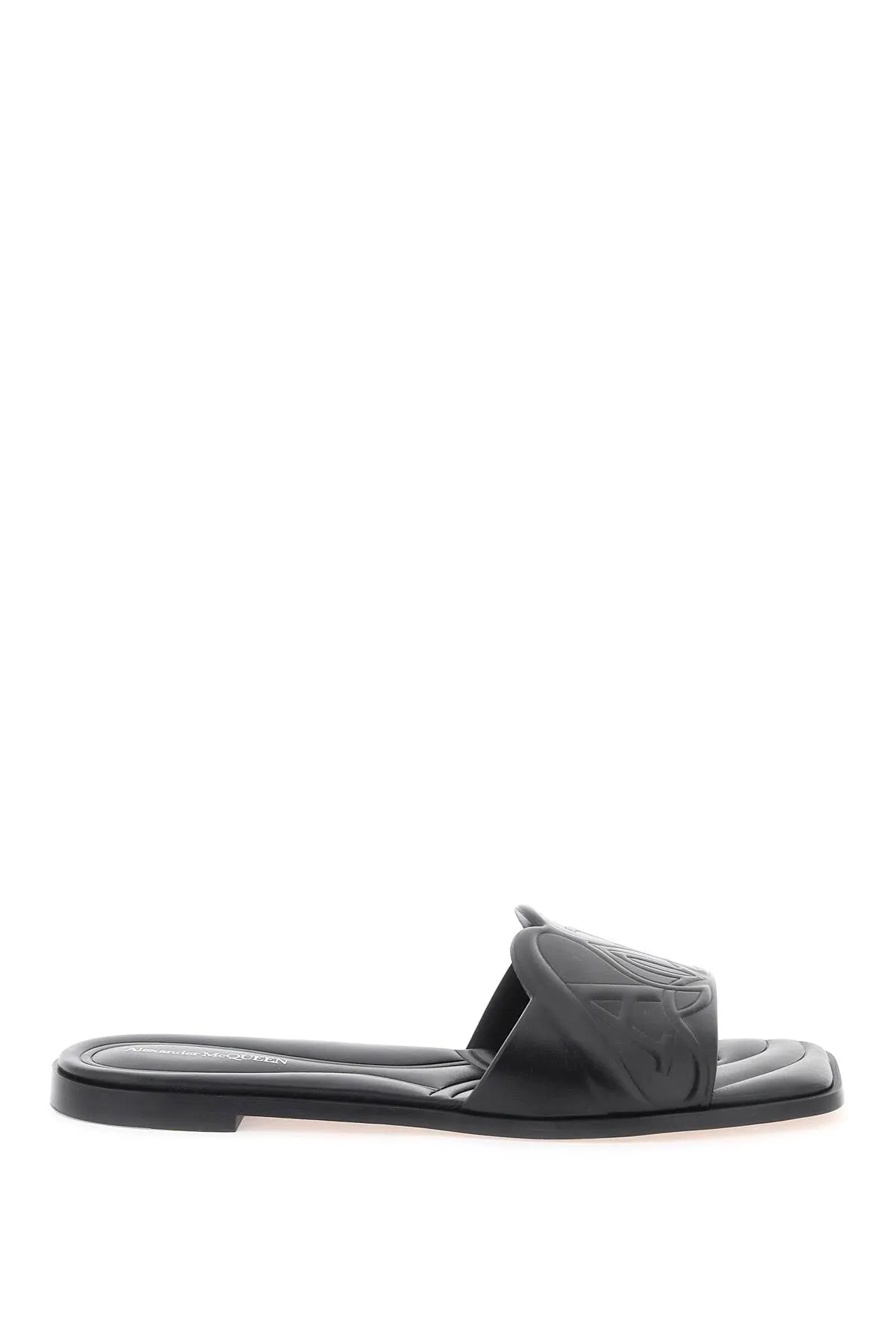 Alexander Mcqueen Leather Slides With Embossed Seal Logo (Size - 38)