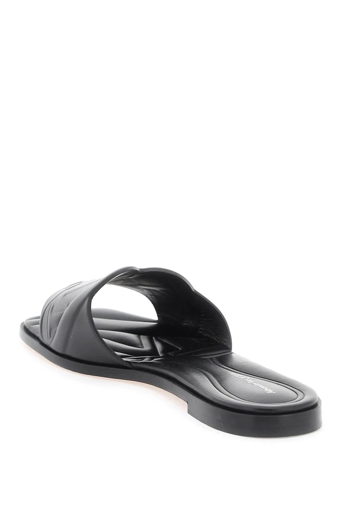 Alexander Mcqueen Leather Slides With Embossed Seal Logo (Size - 38)