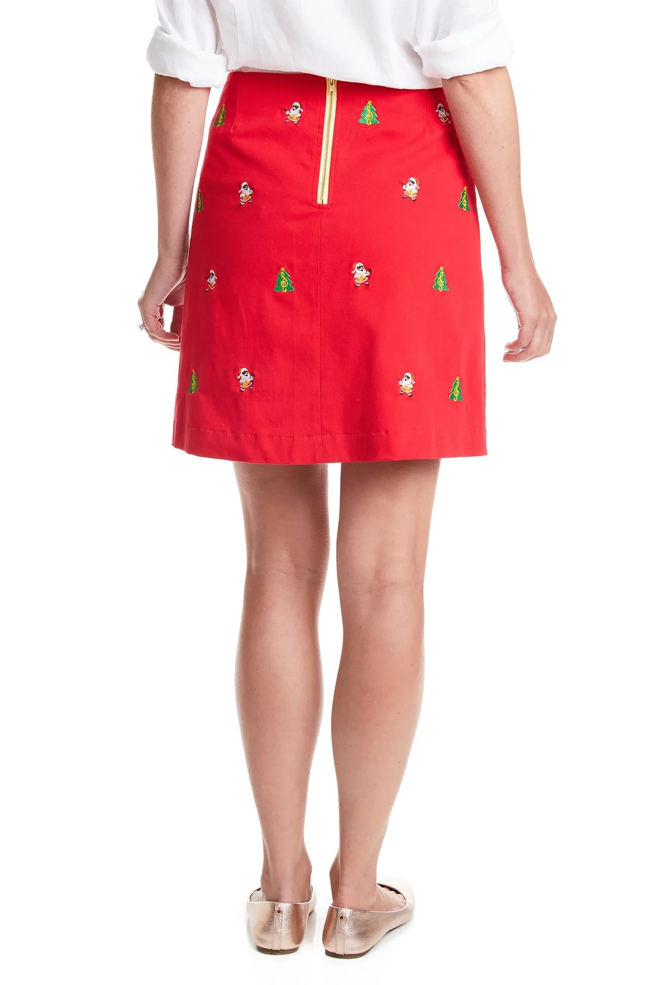 Ali Skirt Bright Red with Rockin Around the Christmas Tree