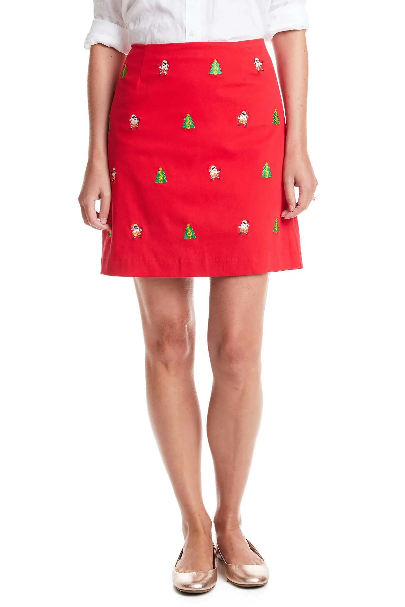 Ali Skirt Bright Red with Rockin Around the Christmas Tree