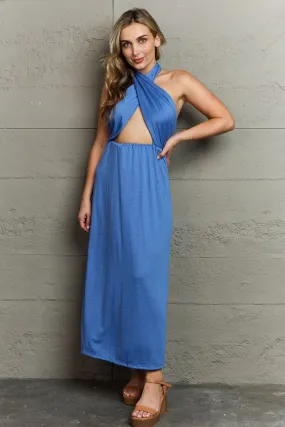 *APP EXCLUSIVE* Criss Cross Halter Neck Maxi Dress