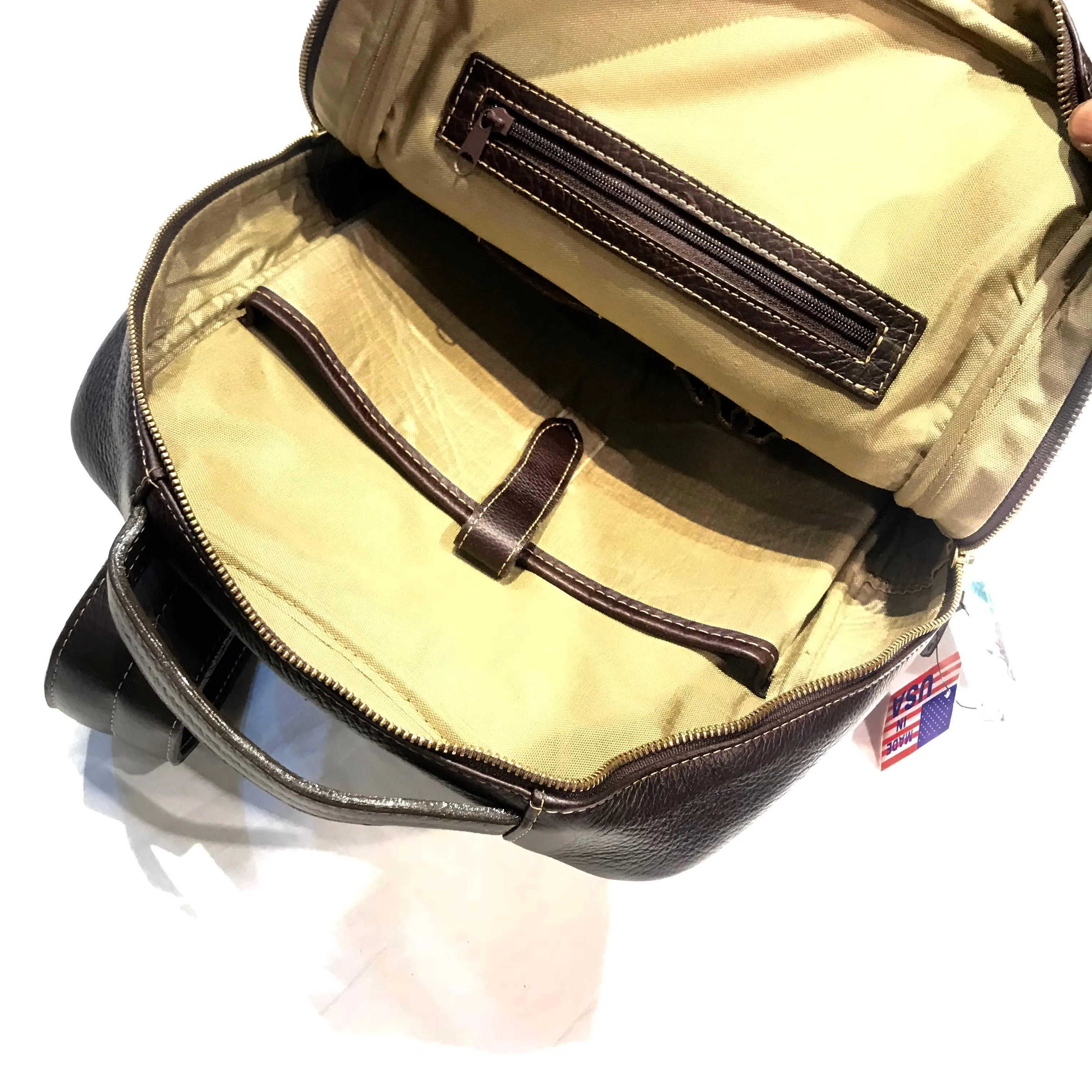 Aston Leather Chocolate Brown Clinton Zippered Backpack