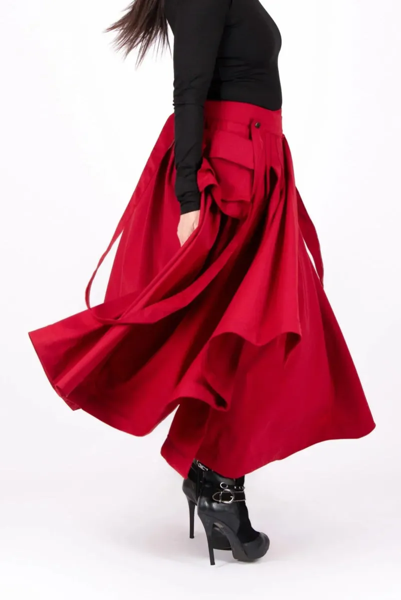 Asymmetrical Long Red Skirt ZEFIRA SALE