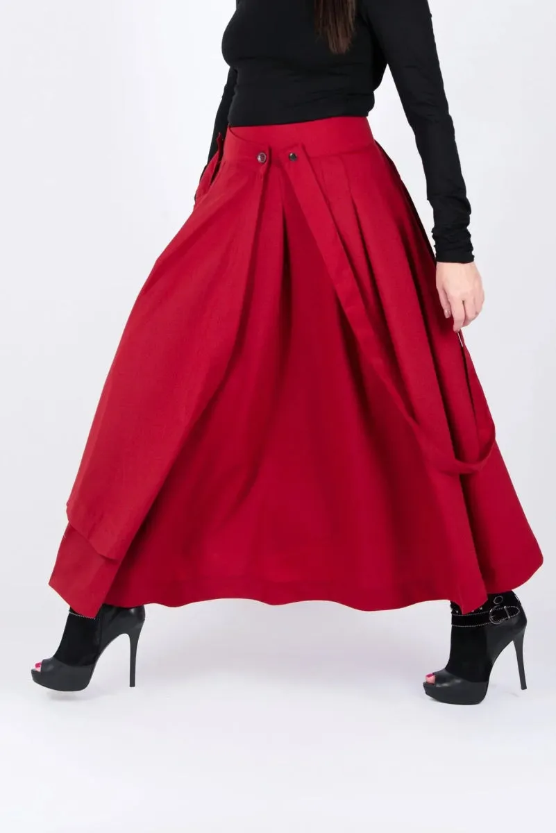 Asymmetrical Long Red Skirt ZEFIRA SALE