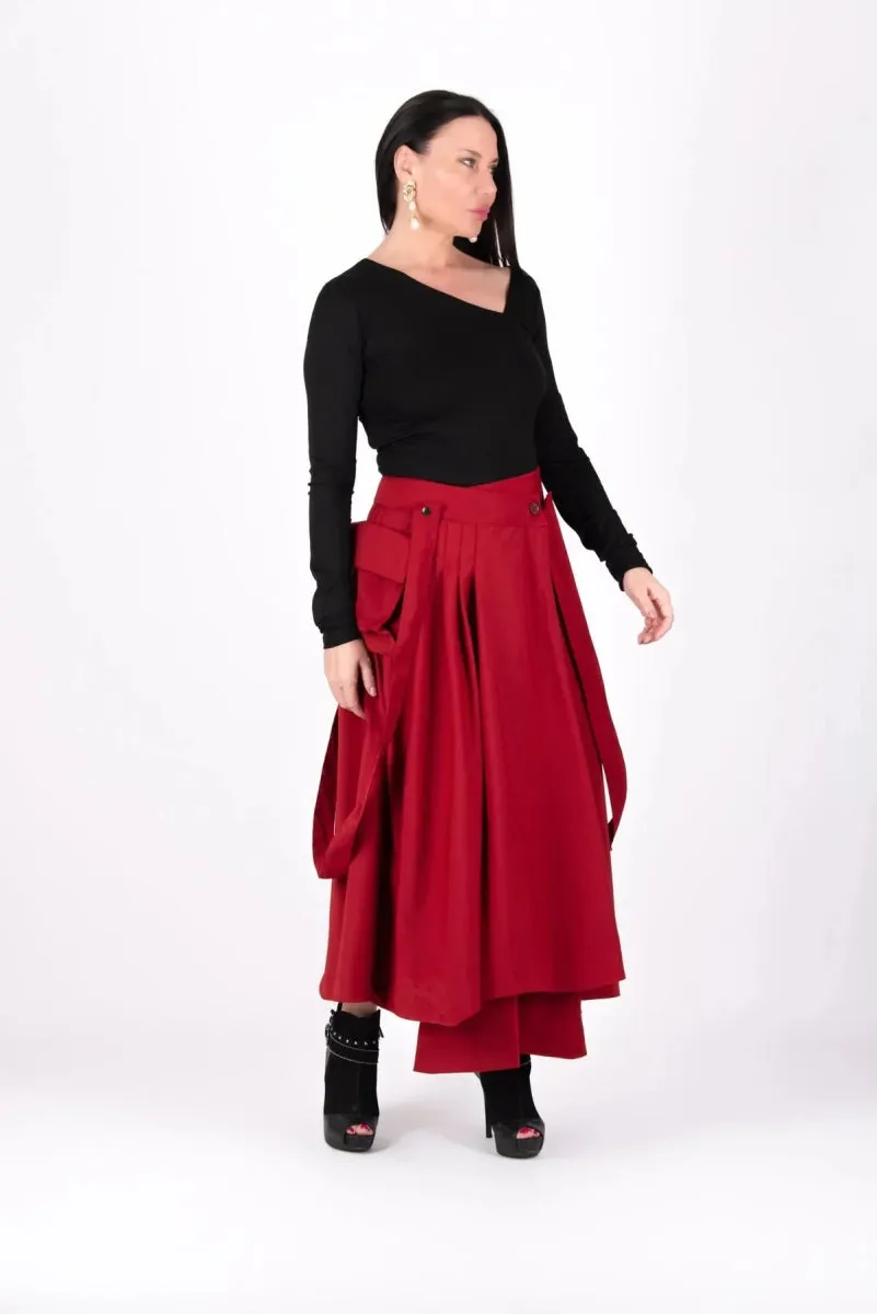 Asymmetrical Long Red Skirt ZEFIRA SALE