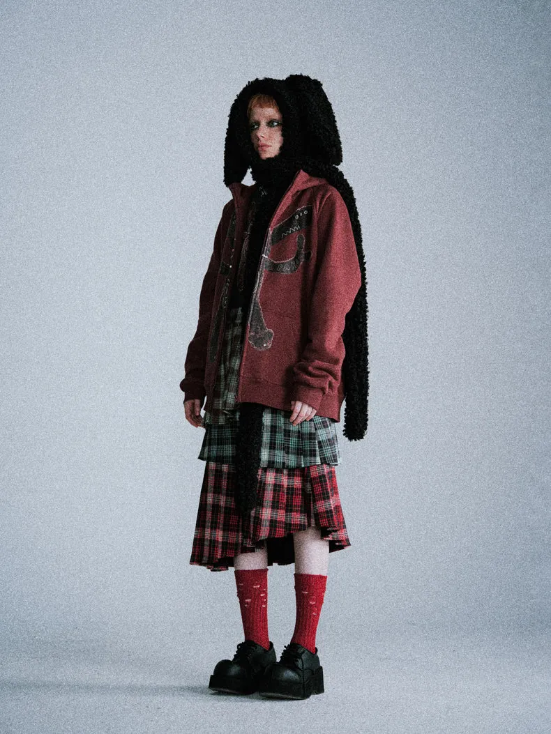 Asymmetrical pleated layered plaid skirt LAP0018