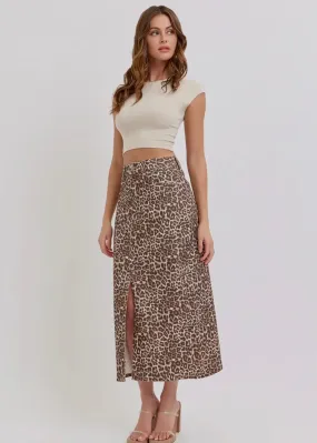 Baby Love Leopard Denim Midi Skirt