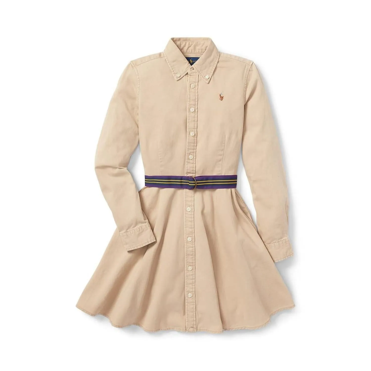 Belted Cotton Chino Shirtdress (Big Kids)