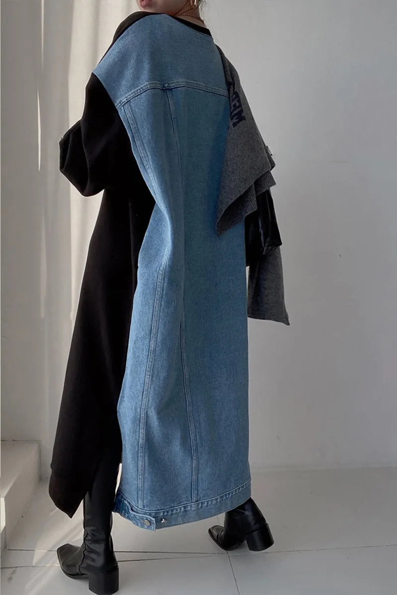 BI0134 Denim Sweatshirt Long Dress