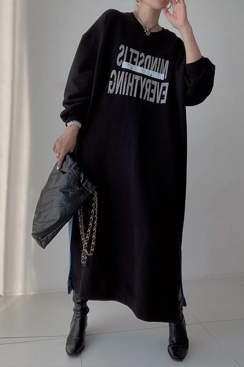 BI0134 Denim Sweatshirt Long Dress