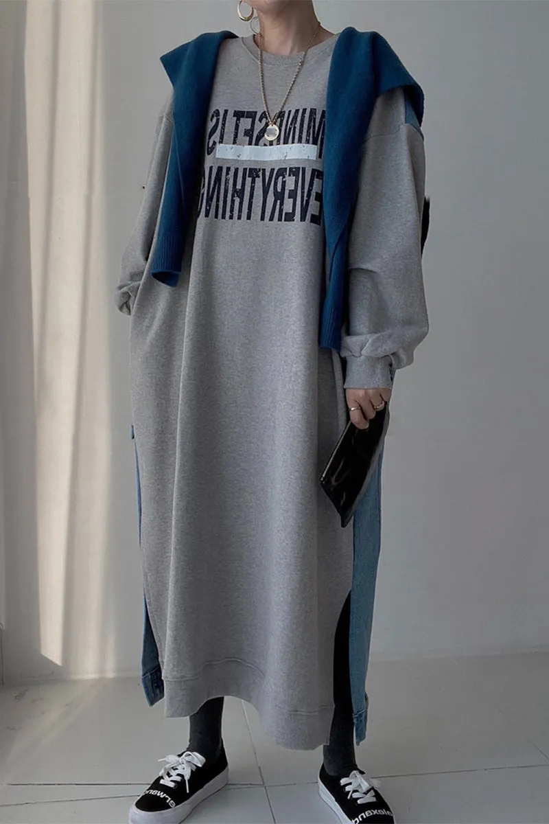 BI0134 Denim Sweatshirt Long Dress