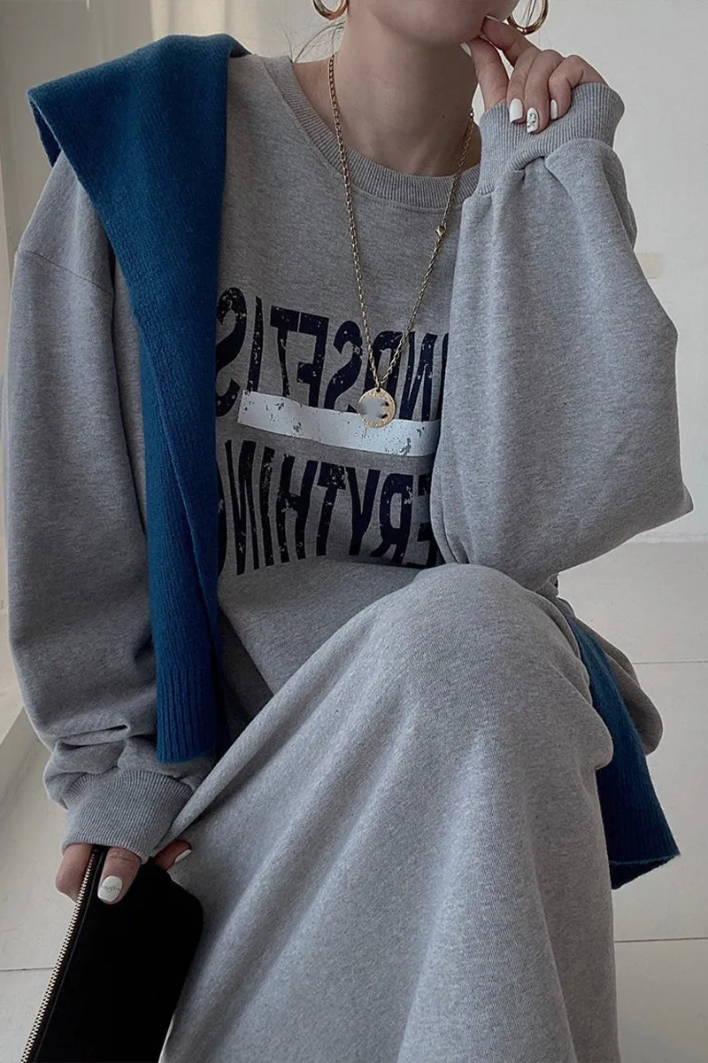 BI0134 Denim Sweatshirt Long Dress