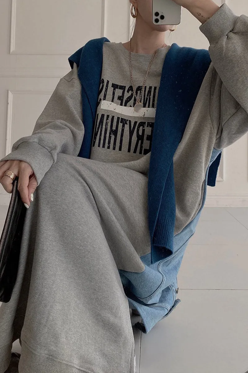 BI0134 Denim Sweatshirt Long Dress