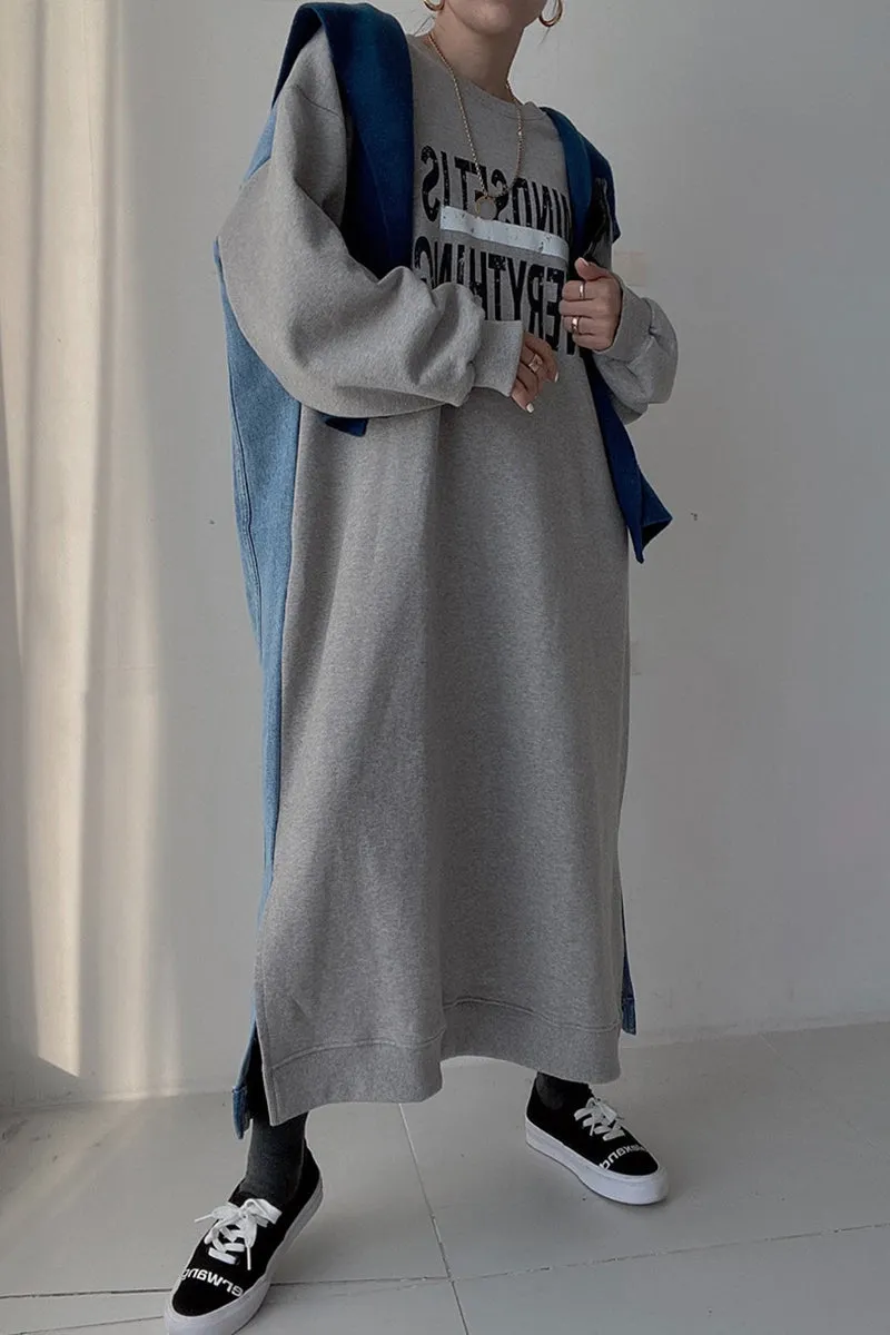 BI0134 Denim Sweatshirt Long Dress