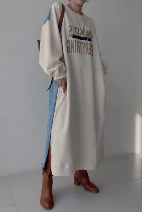 BI0134 Denim Sweatshirt Long Dress