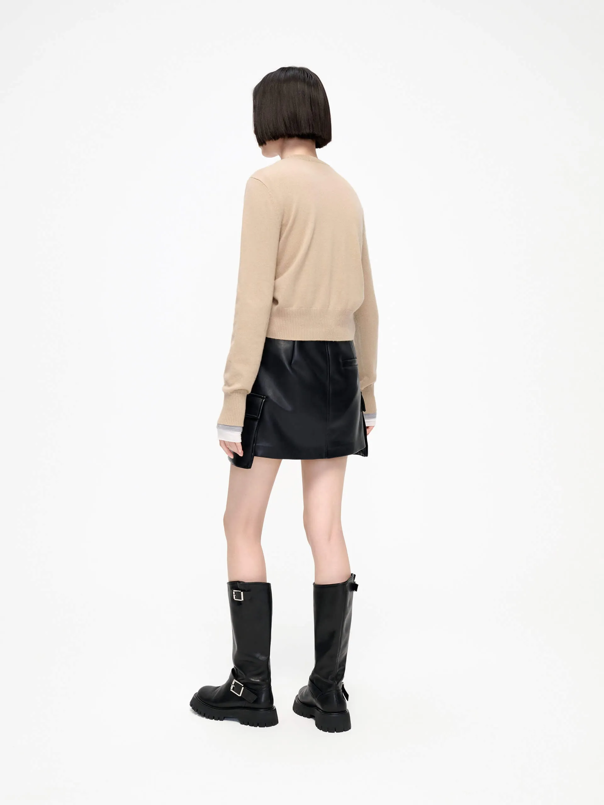 Big Pocket Leather Skirt