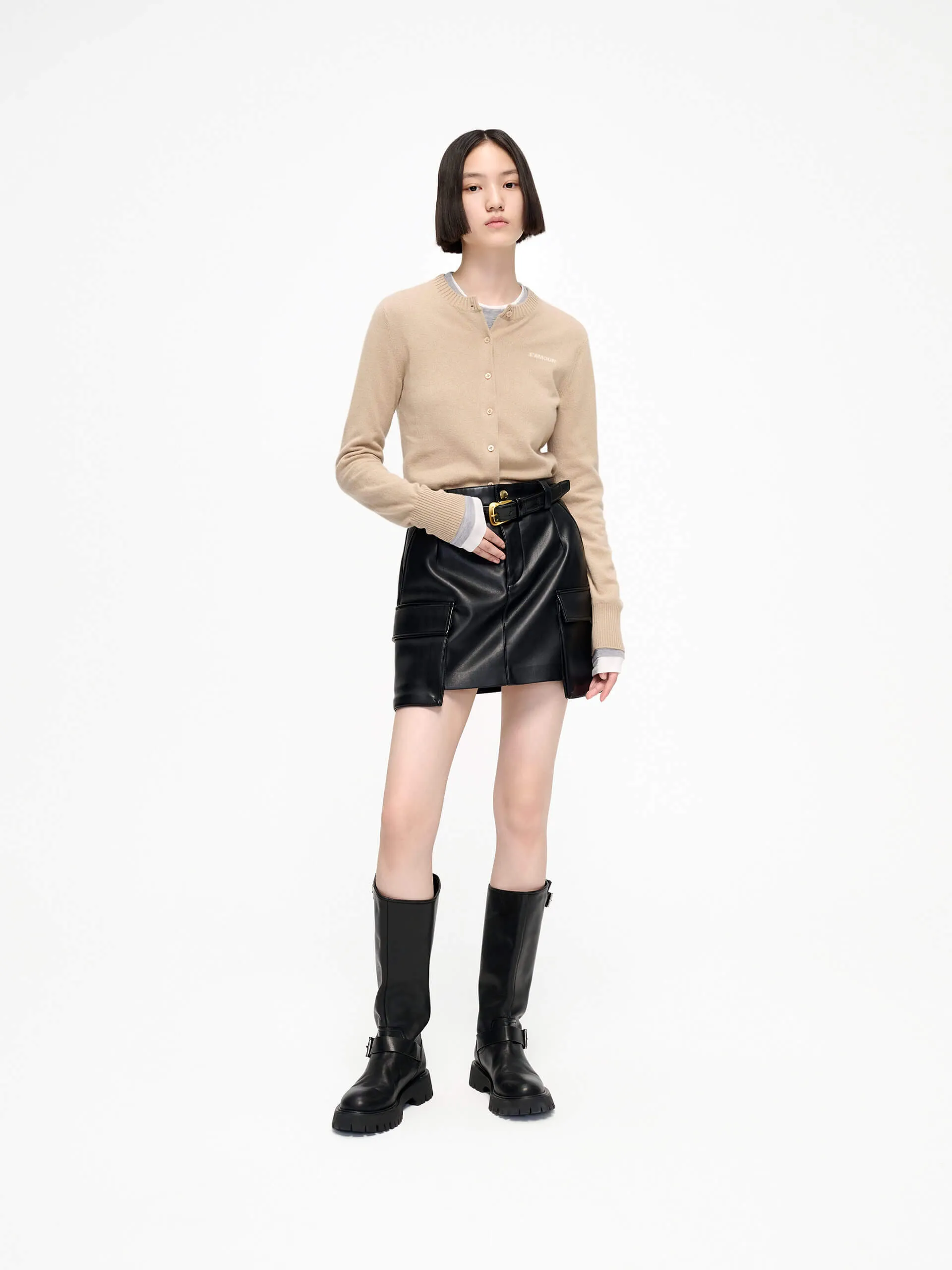 Big Pocket Leather Skirt