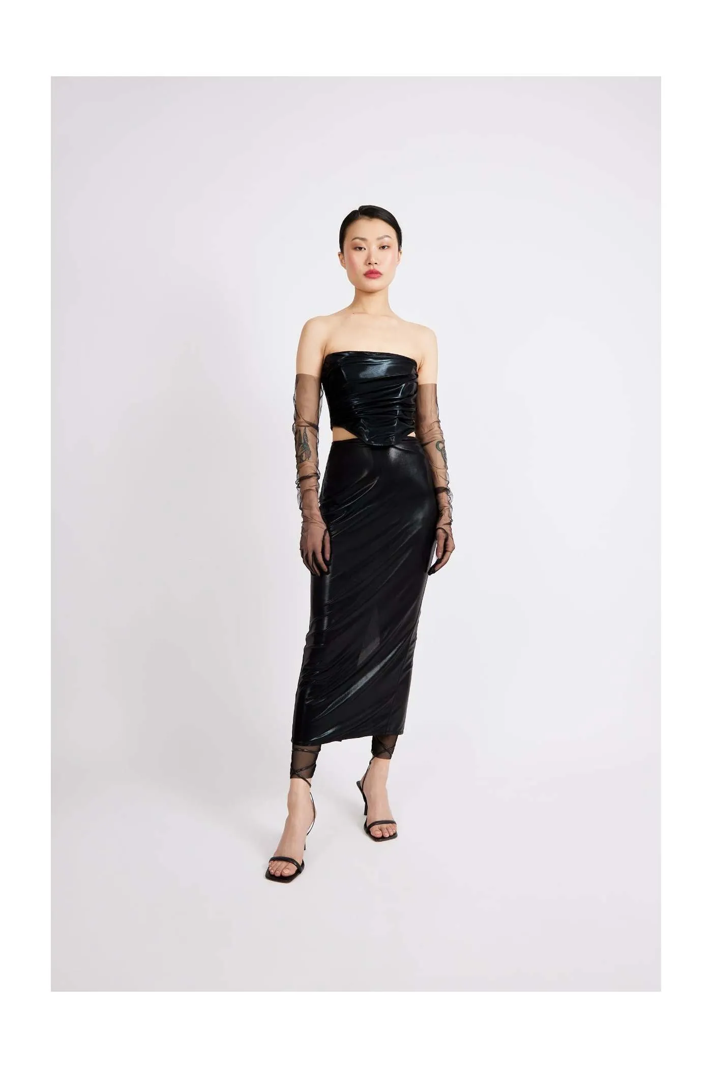 Black Eco Leather Maxi Skirt