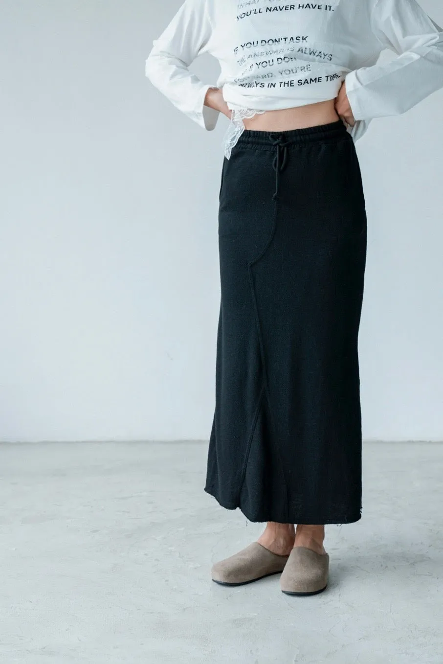 BLACK EXTRA SOFT COTTON SWEAT SKIRT *LAST ONE*