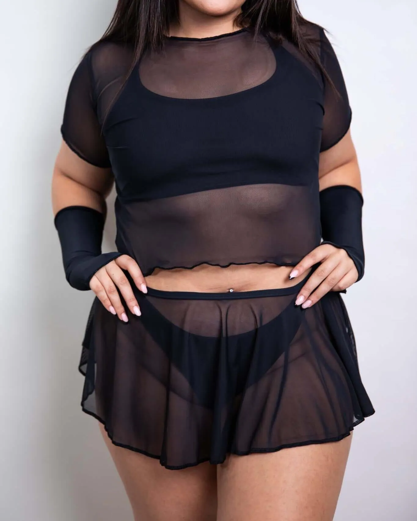 Black Mesh Swirl Skirt