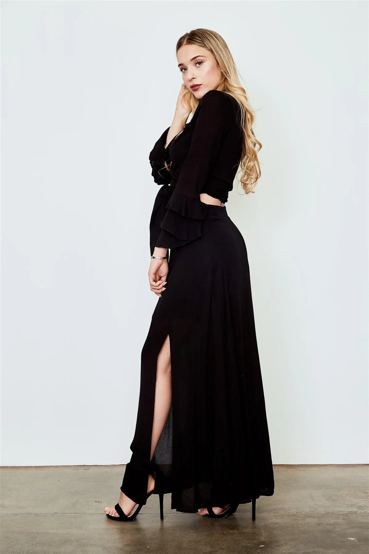 Black Side Slit Maxi Skirt /2-2-2