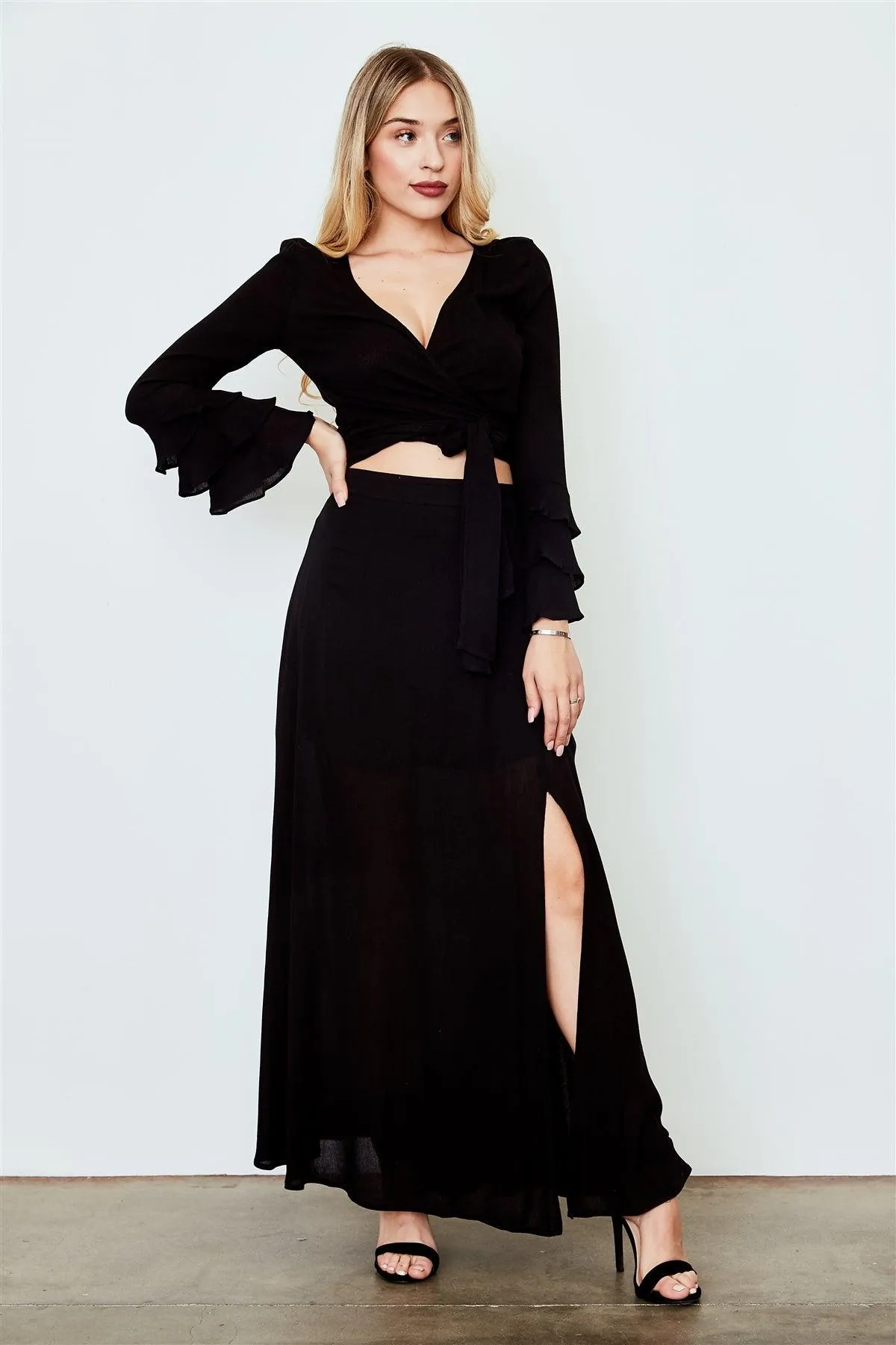 Black Side Slit Maxi Skirt /2-2-2