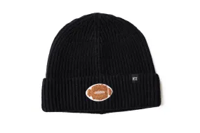 Black Terry Football Beanie