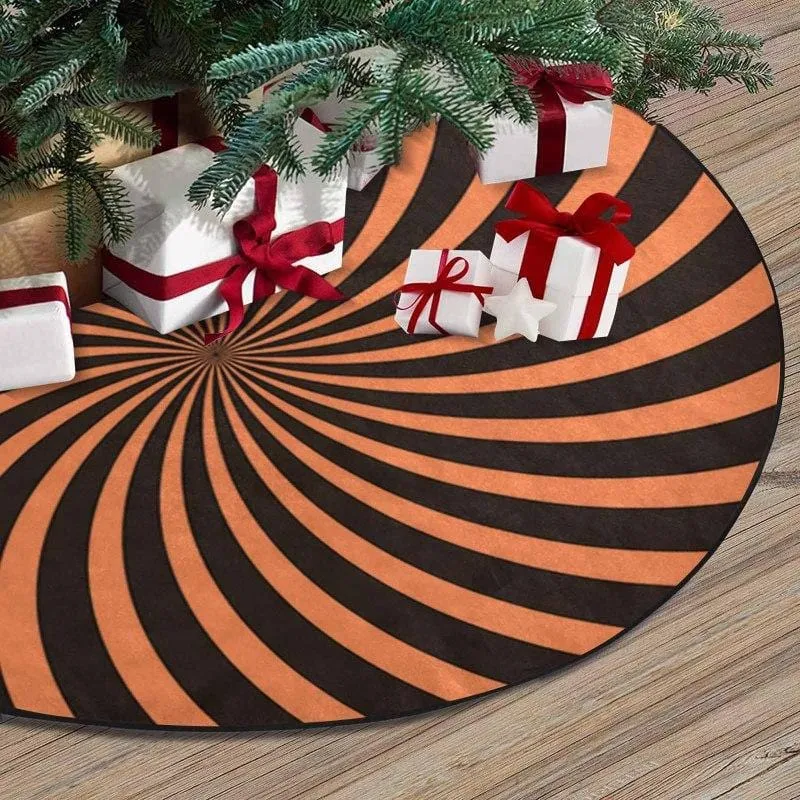 Black&Orange Stripes Christmas Tree Skirt