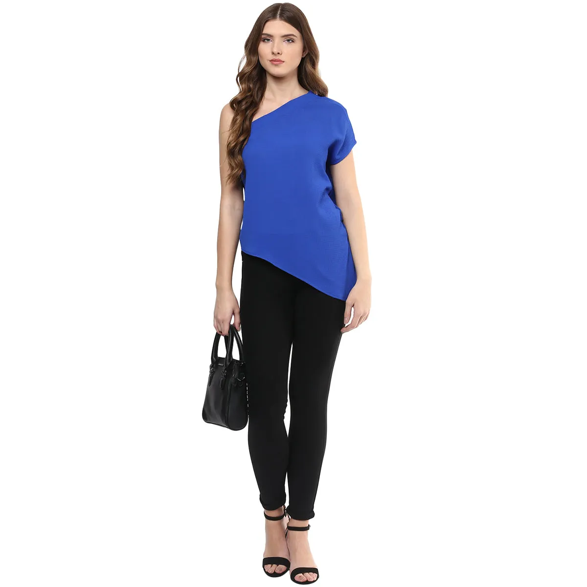 Blue One shoulder Top