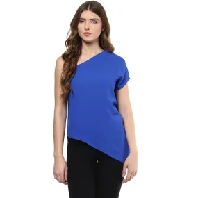 Blue One shoulder Top