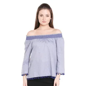 Blue Self Pattern Top