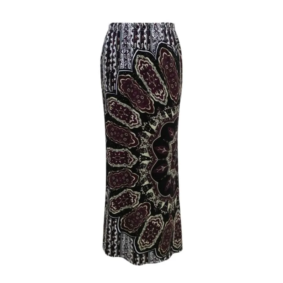 Boho Maxi Skirt "Novella Royale" Purple And Black Gypsy Print Long Hippie Skirt Available In Sizes Small Medium Large XL And Plus Size 2X Or XXL