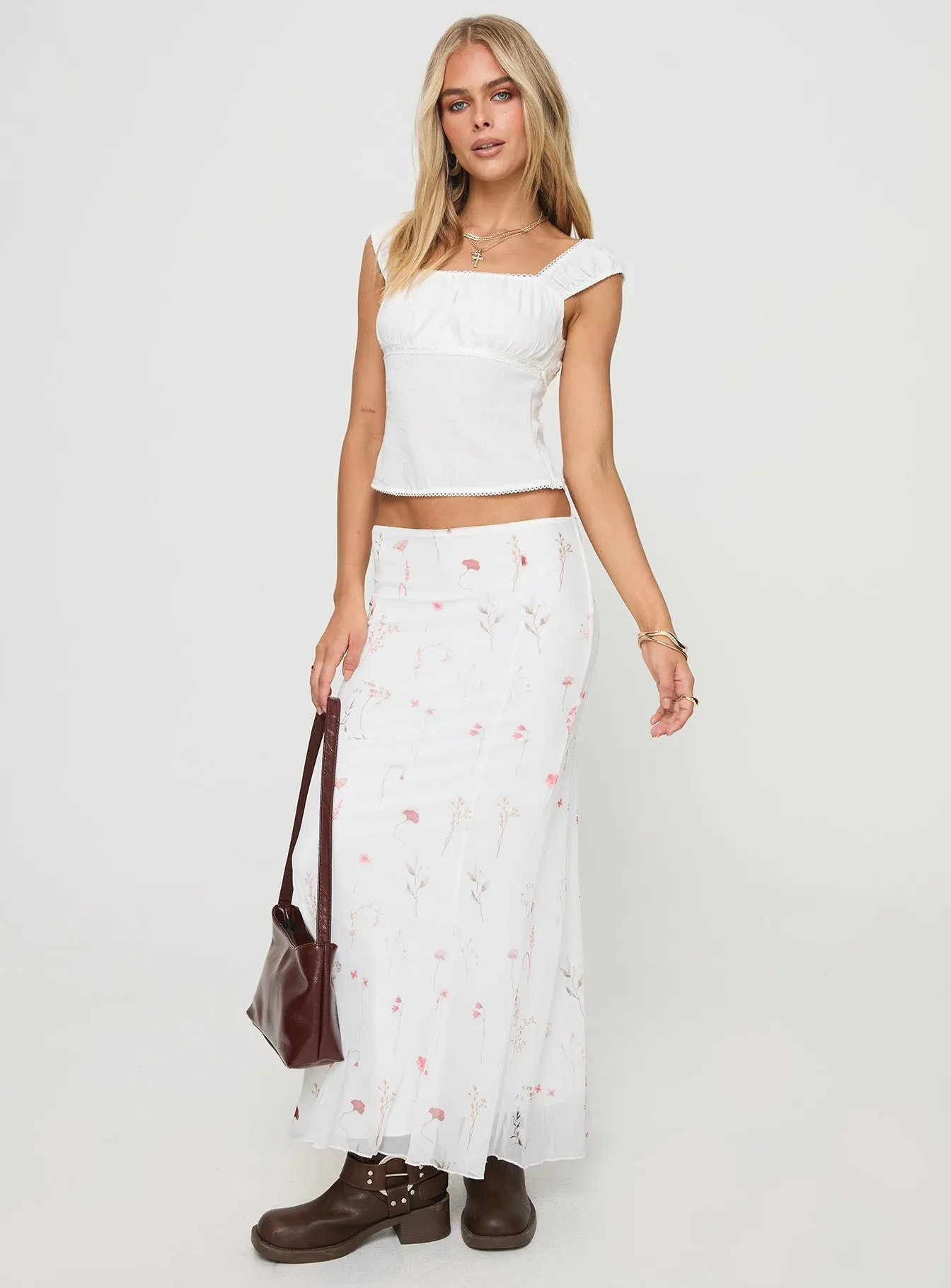 Breezewood Maxi Skirt White