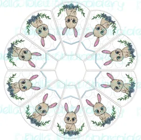 Bunny Easter or Christmas Tree Skirt In The Hoop 8x12